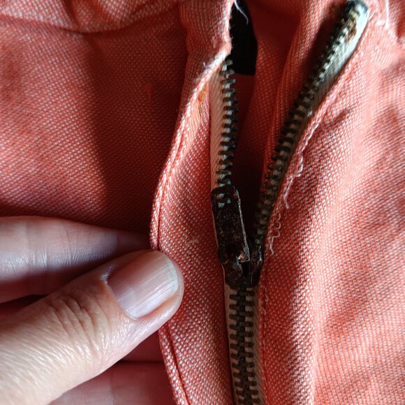 Vintage 1950s 1960s Orange Bermuda Shorts Home Sewn Cotton XS - Picture 11 of 12